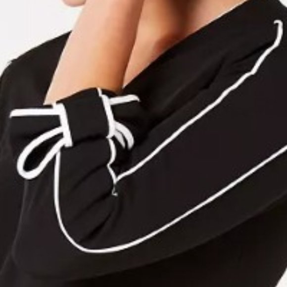 Calvin Klein Scuba Crepe V-Neck Bow Sleeves Sheath Dress - Picture 7 of 9